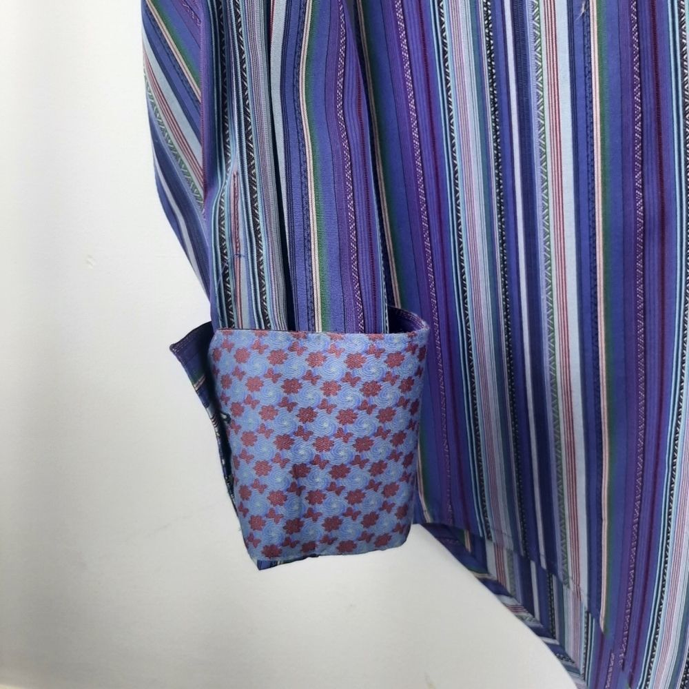 Robert Graham Striped Cotton Flip Cuff Button Front Shirt Size Small NEW - Picture 4 of 9